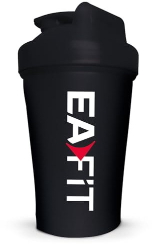 Eafit Shaker Proteine 400 ml Nero – Borraccia Graduata Senza BPA con Mixer in Acciaio – Per Whey Protein, Creatina, Pre Workout – Shaker Palestra Portatile Anti-Perdita per Sport e Fitness