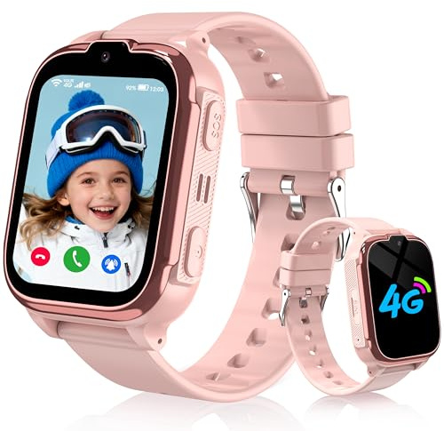 Reloj Inteligente Niño 4G, Smartwatch Niños GPS y Llamadas, Reloj GPS Niños Localizador y Llamadas Videollamada Teléfono SOS Chat Despertador Juego IP68 Impermeable, RelojNiños Regalo para 4-12 Años