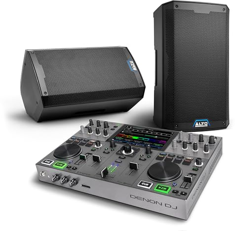 Denon DJ PRIME GO+ DJ Controller and ALTO TS410 Powered PA Speakers Pair for Live Music, DJ sets, Events, Music production
