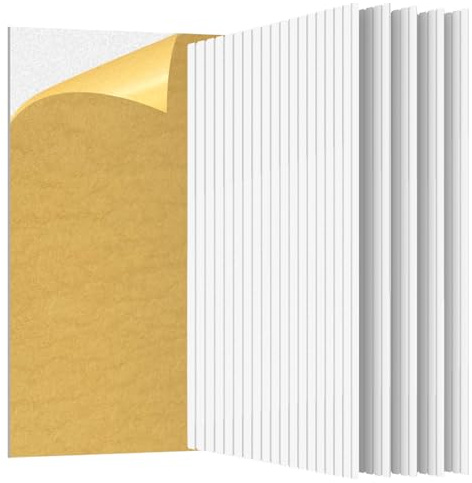 RITOLLO 6 Pack Acoustic Wall Panels, 47.2X23.6X0.4 inch Decorative Self-Adhesive Soundproof Panels, Sound Dampening Panels for Home Studio Office, White(White,6)