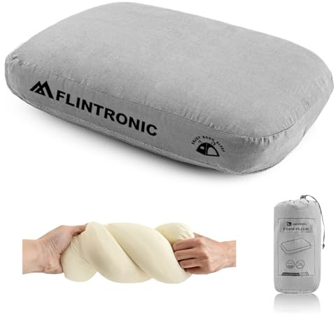 flintronic Cuscino per Viaggio, Cuscino Campeggio Ultraleggero, Cuscini Memory Foam Cervicale, Federa Sfoderabile e Lavabile, Morbido e Traspirante, Ideale per Campeggio, Escursioni, Spiaggia
