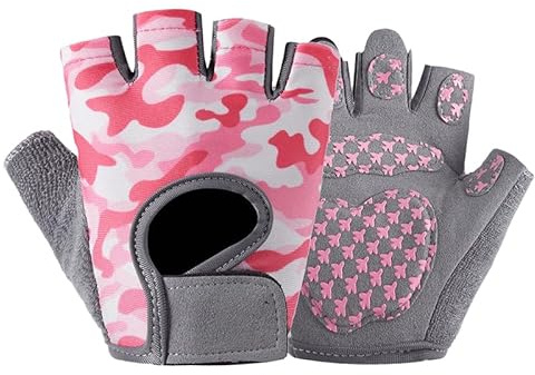 Kids Half Finger Cycling Gloves, Non-Slip Padded Antislip Fingerless Gloves