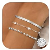 3 Stück Armband Damen Silber 925 Armbänder Gold Armband Mit Zirkonia Wasserfest Armbänder Set Vergoldet Damenarmband Stapelbare Tennis Perlen Verstellbar Armkette Schmuck Geschenk für Damen Frauen