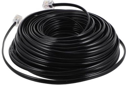 Alipis Cavo di Prolunga Telefonico Rj11 6P4C da 20 Metri Nero Cavo Telefonico per Rete Fissa Connettori Rj11 Trasmissione Chiara senza Diafonia Accessorio per Telefoni Fissi da Casa e