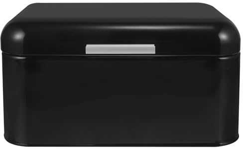 BAZEITFLOW Boîte Métal Noir Vintage, Petit Modèle Couvercle Plat, Contenant Alimentaire Multifonction Cuisine et Boulangerie, Support Alimentaire Robuste et Facile à Nettoyer, Rangement