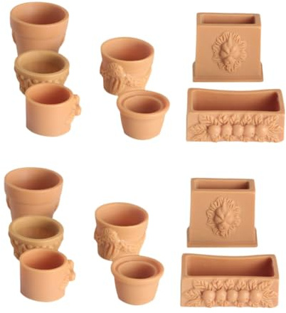 FOMIYES 14pcs Miniature Flowerpots Dollhouse Accessories Resin Mini Flower Pot Models Small Plant Pots for Fairy Garden and Dollhouse Decoration