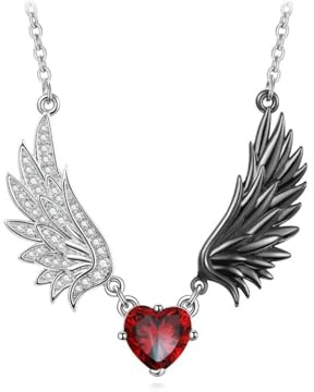 Whoasyst Mystical Gothic Wing Pendant Necklace Alloy Dark Jewelry Neckwear for Halloween Valentine Stylish Wing Charm