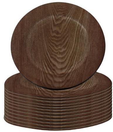 Koyal Wholesale 424675 Assiettes de présentation imitation bois, acrylique, noyer