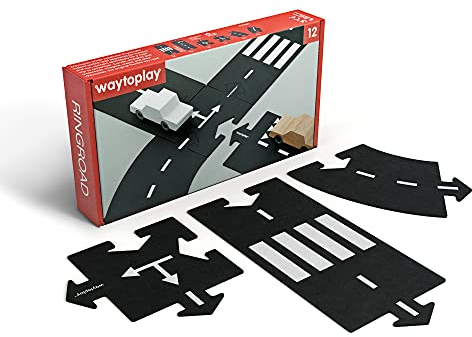Waytoplay Ringroad, 12 Piece Circuit for Toy Cars - Flexible, Indestructible, and Waterproof - Modular Car Tracks - Made in the Netherlands
