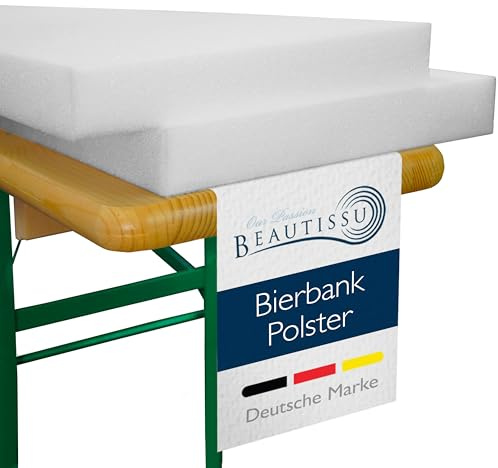 Beautissu Set da Due Cuscini sfoderati in gommapiuma per panche di Legno 25x220x2cm - per sagra birreria Feste Catering