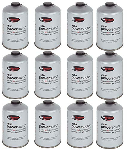 Go System 12 x Schraubkartusche Ventil Gas Kartusche Kocher Iso Butan/Propan 445 g