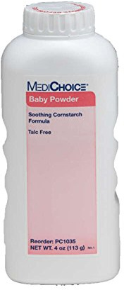 MediChoice Baby Powder, Talc-Free, Food-Grade Cornstarch, 4 Ounce (Box of 12)