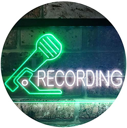 ADVPRO Recording Microphone On Air Dual Color LED Barlicht Neonlicht Lichtwerbung Neon Sign Weiß & Grün 600 x 400mm st6s64-i3553-wg