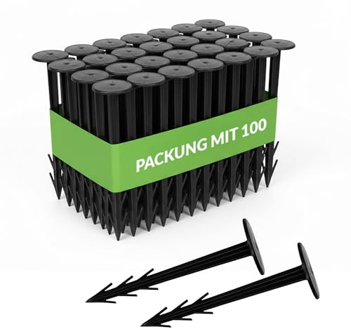GARDENIX Erdhaken Garten 12cm, 100 Stück Erdanker Unkrautvlies, UV-beständige Kunststoff Erdnägel Unkrautvlies, Rostfreie Bodenanker für Gartenvlies, Zuverlässige Unkrautvlies Befestigung