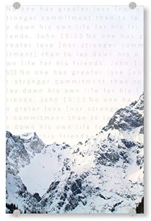 artboxONE Acrylglasbild 30x20 cm Natur Mountainline Bible Verse - Bild Mountains Berge bibelvers