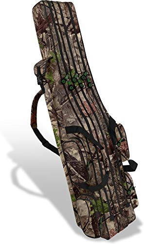 normani XXL Angel Tasche Futteral 190cm oder 210cm Rutentasche Anglerrucksack - 8 Taschen für 6 Ruten und Kescher Hunting-Camo 190 cm