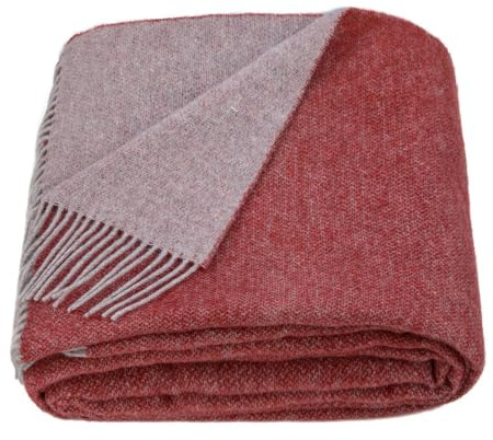 LYHome Merino Decke - Kuscheldecke Tagesdecke Sofa Wolldecke, Blanket Überwurfdecke Sofadecke Wohndecke, Flauschige Couchdecke Merinodecke, Flauschig Warm Plaid 140x200 cm Terrakotta-Grau Doppelseitig
