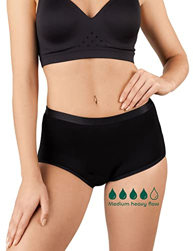BeMee Daytime High Waist Slip, Perioden-Unterwäsche, Perioden-Slip mit hoher Taille, Menstruation, Bambus-Viskose, Oekotex Zertifiziert, frei von Schadstoffen, schwarz, Größe M, Einzelpack