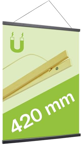 SPRINTIS Posterleiste 42 cm, holz, schwarz, magnetische Posterschiene im DIN A2 Format, Poster Aufhänger als gestalterisches Element