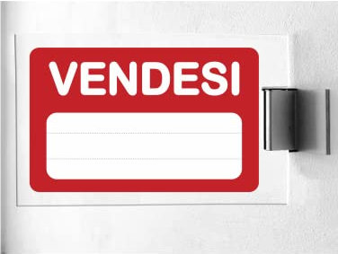 CARTELLO IN PLEXIGLASS A BANDIERA SEGNALETICO - VENDESI - Con Supporto in alluminio & Stampa U.V. (15X21 CM)