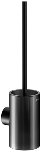 KEUCO Reva WC-Bürstengarnitur mit Glasgehäuse und Bürste, Metall schwarz | Made in Germany, inkl. Schrauben und Dübel, Bürstenhalter mit Klobürste
