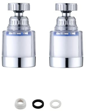 PeiDog 2 Pack Faucet Mount Filters, 360 Degree Rotating Sink Tap Water Filter, Carbon Filtration Clean Purifier Filter Cartridge Removes Chlorine Fluoride Heavy Metals Hard Water, Black,Yellow