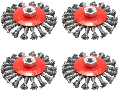 Lot de 4 brosses métalliques pour meuleuse d'angle 115 mm Ø 100 mm M14