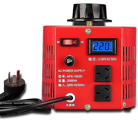 XARONF Transformador de Salida Variable, Bobina de Cobre incorporada de 0-300 V CA for Fuente de alimentación Bobina Duradera Pantalla LCD de núcleo toroidal Variac con Fusible