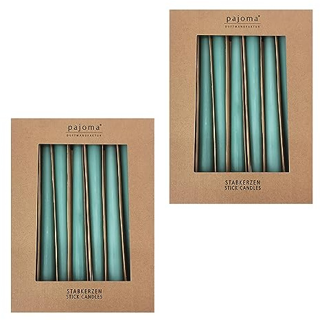 Stavljus set om 20 | grön | Höjd 25 cm ø 2,2 cm | brinntid 7 timmar – premiumkvalitet | enfärgade spetsljus | pajoma