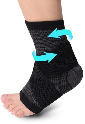 Consss Ankle Brace, Achilles & Plantar Fasciitis Relief Compression Sleeve, Foot Brace with Ankle Support Strap for Women and Men, Heel Protector Wrap for Pain, Tendonitis & Sprain XXL
