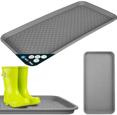 KOTARBAU® Schuhabtropfschale - 38 x 76 cm - Abtropfmatte für nasse Schuhe - Schuhablage für Herbst & Winter - Schuhmatte aus Kunststoff - Schuhwanne für Flur - Schuhtablett - Grau