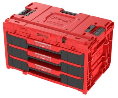 QBRICK SYSTEM Werkzeugkoffer Werkzeugkasten Leer Werkzeugkiste ONE Drawer 3 Toolbox 2.0 RED Ultra HD Rot 587 x 380 x 340 mm