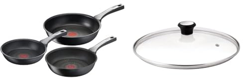 Tefal Unlimited On - 20/24/28 cm con revestimiento muy resistente, Thermo-Signal, Thermo-Fusion & Tapa cristal 24 cm 280976 Tapa de cristal con ventilación de vapor integrada, pomo cómodo