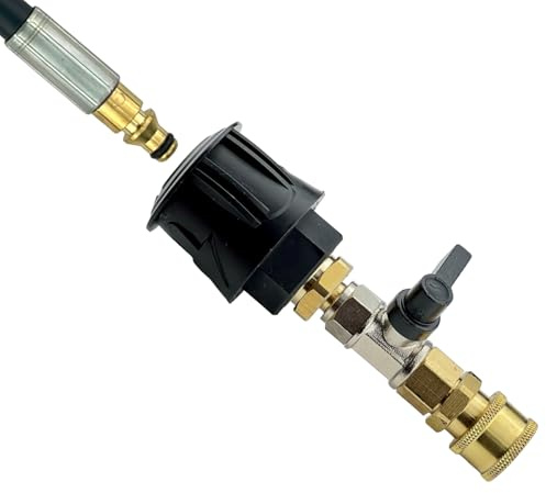 M&M Smartek Quick-Connect Adapter mit Kugelhahn für Nilfisk | Kugelhahn regelt Wasserfluss direkt am Anschluss; robuste Metallausführung, Schnellkupplung und Gewinde vor dem Kauf prüfen.