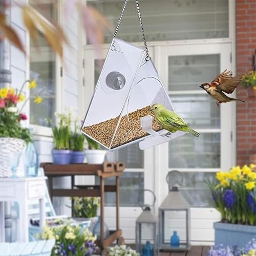 Vogelfutterstation mit Kamera, HD 1080P Nachtversion Kamera WiFi Fernverbindung, 170° Ultra-Weitwinkel Vogelhaus Kamera Kabellos Eingebauter Saugnapf