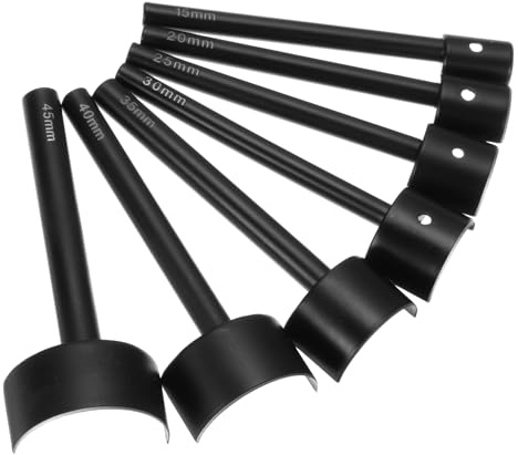 QUARKZMAN 7 Stück Halbrunde Stanzer Locheisen Set Schwarz 15-45mm | Kohlenstoffstahl Riemenendeisen Set für Gürtel Brieftasche Uhrenarmband DIY Lederhandwerk Werkzeuge