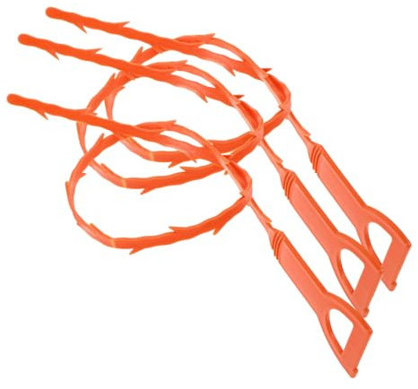 FUNOMOCYA Desatascador De Desagües De Abs 3 Piezas Naranja, Herramienta Flexible Para Limpieza De Fregaderos, Baño y Ducha, Elimina Obstrucciones y Recogedor De Pelos Para Tuberías