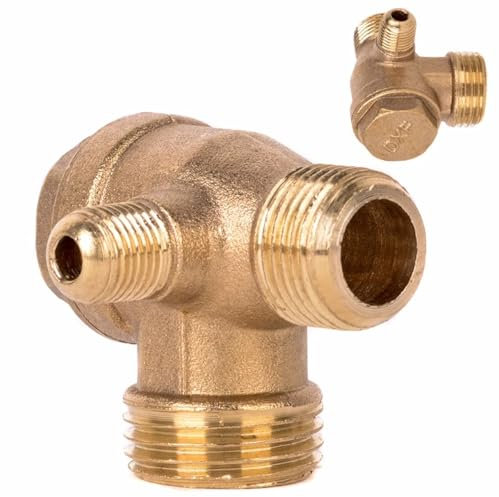MEXEWORD 1pc 4.1cm*3.87cm 3 Port Clapet Anti-Retour Laiton Filetage mâle Clapet Anti-Retour Connecteur Outil for Compresseur d'air