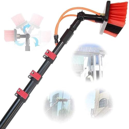 Pértiga limpiacristales, limpiacristales fotovoltaico 3-12m, cepillo telescópico con suministro de agua, limpiacristales retráctil techo invernadero, limpieza paneles fotovoltaicos y solares(10m Rod,5