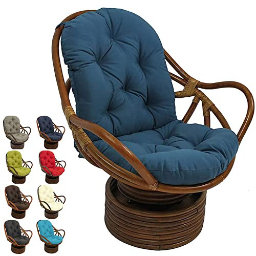 Ultraweiches Schaukelstuhlkissen für den Außenbereich, Schaukelstuhl, dick, waschbar, Terrassenmöbel-Kissen für Liege, Rattan, Klappstuhl, Garten, Terrasse, Matte mit solider Drehfunktion, Marineblau