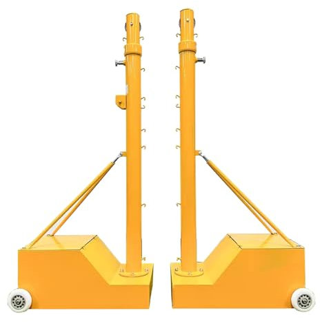 CWCQGH Volleyballnetz, Volleyball-/Badmintonnetz, mit Rollen und beschwerter Basis, mit Nylonnetzen, Spiele im Hinterhof, 1,55 m – 7,9 Fuß, Training im Freien,Yellow Style4