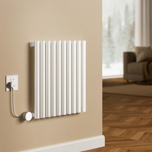 Warmiehomy Oil Filled Radiator, 10 Fins Single Panel Electric Heater, Electric Radiators Wall Mounted, 5 Modes, 7d/24h Timer, Child Lock, WIFI App Control, Touch Screen Adjustable Thermostat, 60*59cm