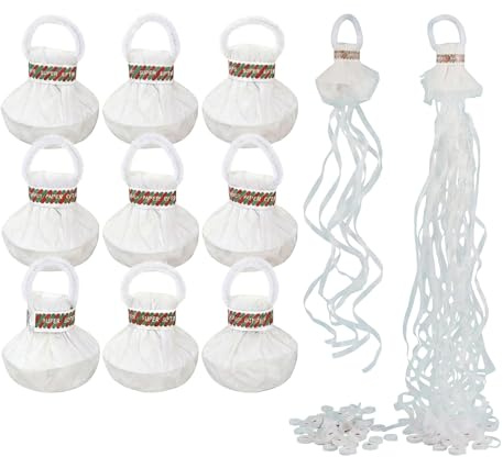 10Pcs Streamers Poppers White Hand Throw Confetti Poppers No Mess Paper Crackers for Wedding Party Birthday Graduation Shows