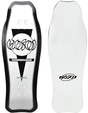 Hosoi Skateboard Deck Hammerhead Double Kick 10,25 Zoll Old School Weiß/Schwarz