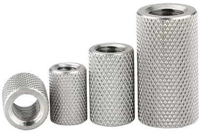 Generisch 2/5 Stück runde Rändelkupplungsmutter M3 M4 M5 M6 M8 M10- M16 lange Verlängerungsmuttern aus Edelstahl mit Rändelmutter(D10xM6x10 (5pcs))