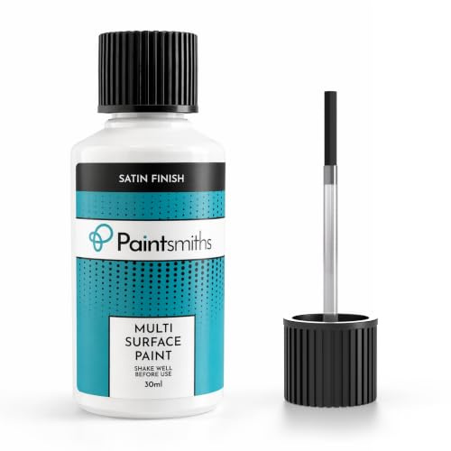 Multi Surface Paint – Satin Finish - White Touch Up Paint for Metals, Radiators, Wood, uPVC & Home - Brush for Easy Application - Quick Drying - High Opacity for Scuffs & Scratches (White)