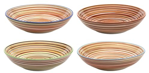 Cookinglife Suppenteller Rhythm & Lines, 4 Stück, Ø 20 cm, Steingut, spülmaschinen- und mikrowellengeeignet
