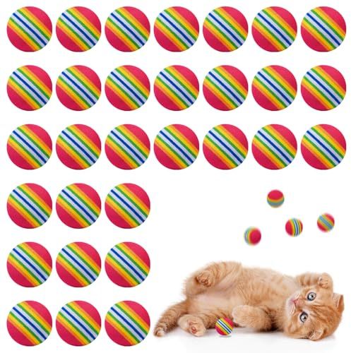 Bofanze 30 Piezas Bola de Espuma para Gatos, 3,5 CM Pequeñas Pelotas Esponja, Pelota de Juguete de Espuma para Gatos, Pelota de EVA para Interior Exterior Mascota Cachorro Deportes Perseguir