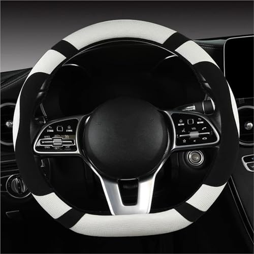 SQOFJDF Lenkradbezug Leder-Lenkradbezug Für Mercedes Für Benz Für AMG AC CLA E GLA GLC GLE SB CLS-Klasse 38Cm Modelle Autozubehör Lenkradbezug Auto(White D Shape)