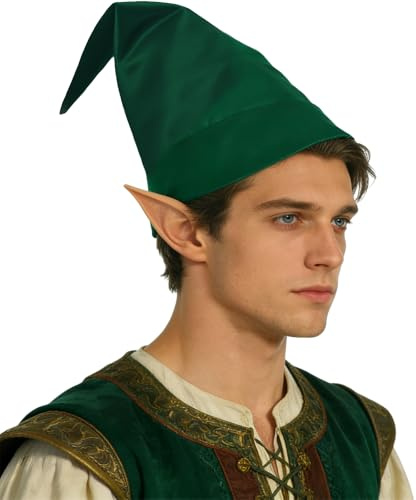 UniqKaliber Chapeau de costume de nain, chapeau d'elfe pour costume d'Halloween, accessoires pour adulte, personnage de livre d'histoires, cosplay, Noël